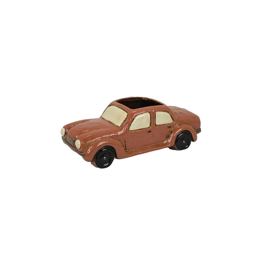 Three Hands Pinkish Brown Car Planter Home Decor, Ceramic, 10.25"X4.25"X4"H image