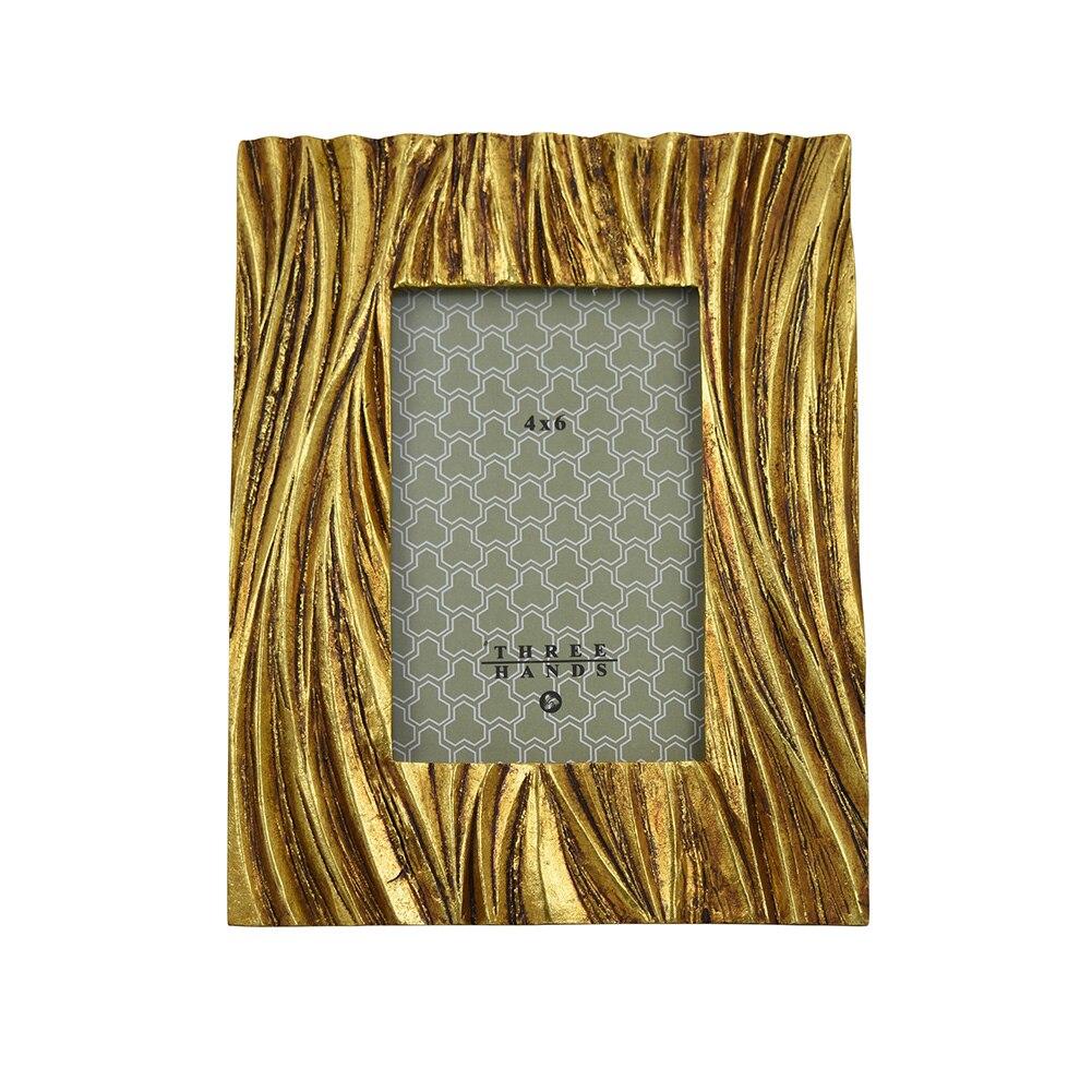 Three Hands Table Top Picture Frame, Gold Resin, 7"x9"H, Holds 4"X6" Photo image