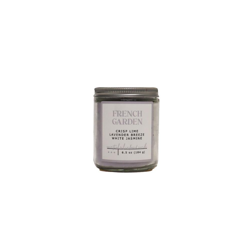Jar Candle French Garden Crisp Lime, Lavender, White Jasmine w/Lid 6.5oz