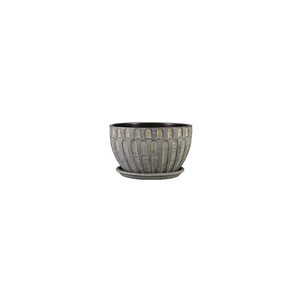 Paddock Ceramic Planter Cockleshell Bowl, Charcoal, 6"Dx 4.5"H,104cs/Pallet image