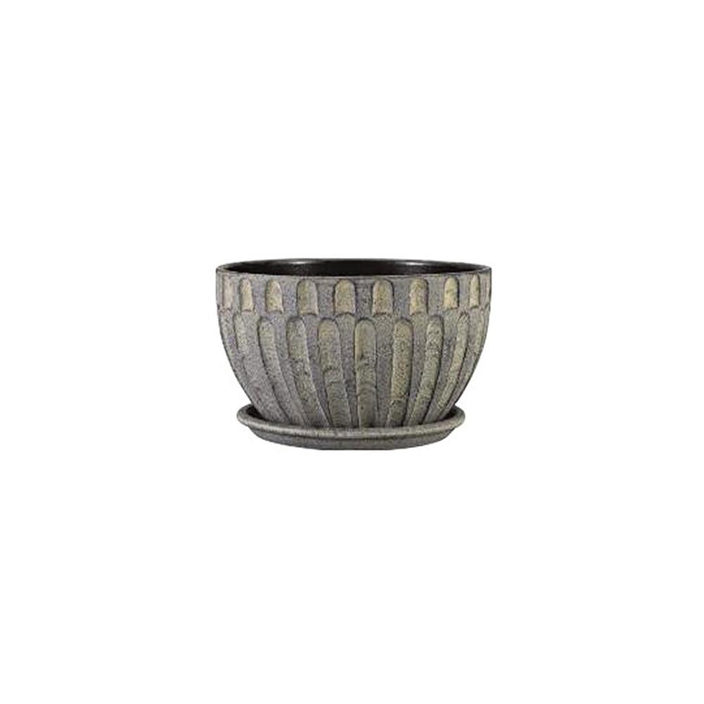 Paddock Ceramic Planter Cockleshell Bowl, Charcoal ,11"Dx8"H, 54cs/Pallet image