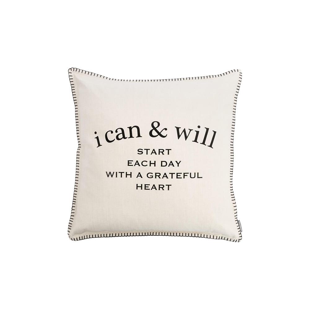 Demdaco Start Each Day With A Grateful Heart Pillow, Cotton, 18"x18" NO ONLINE SALES image