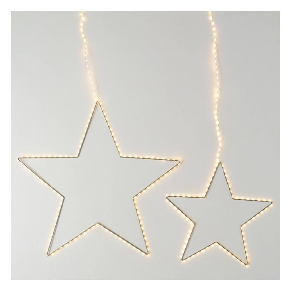 SET/2 Sullivan Metal LED Hanging Star Decor 15"Lx.25"Wx15"H, 23"Lx.25"Wx23"H image