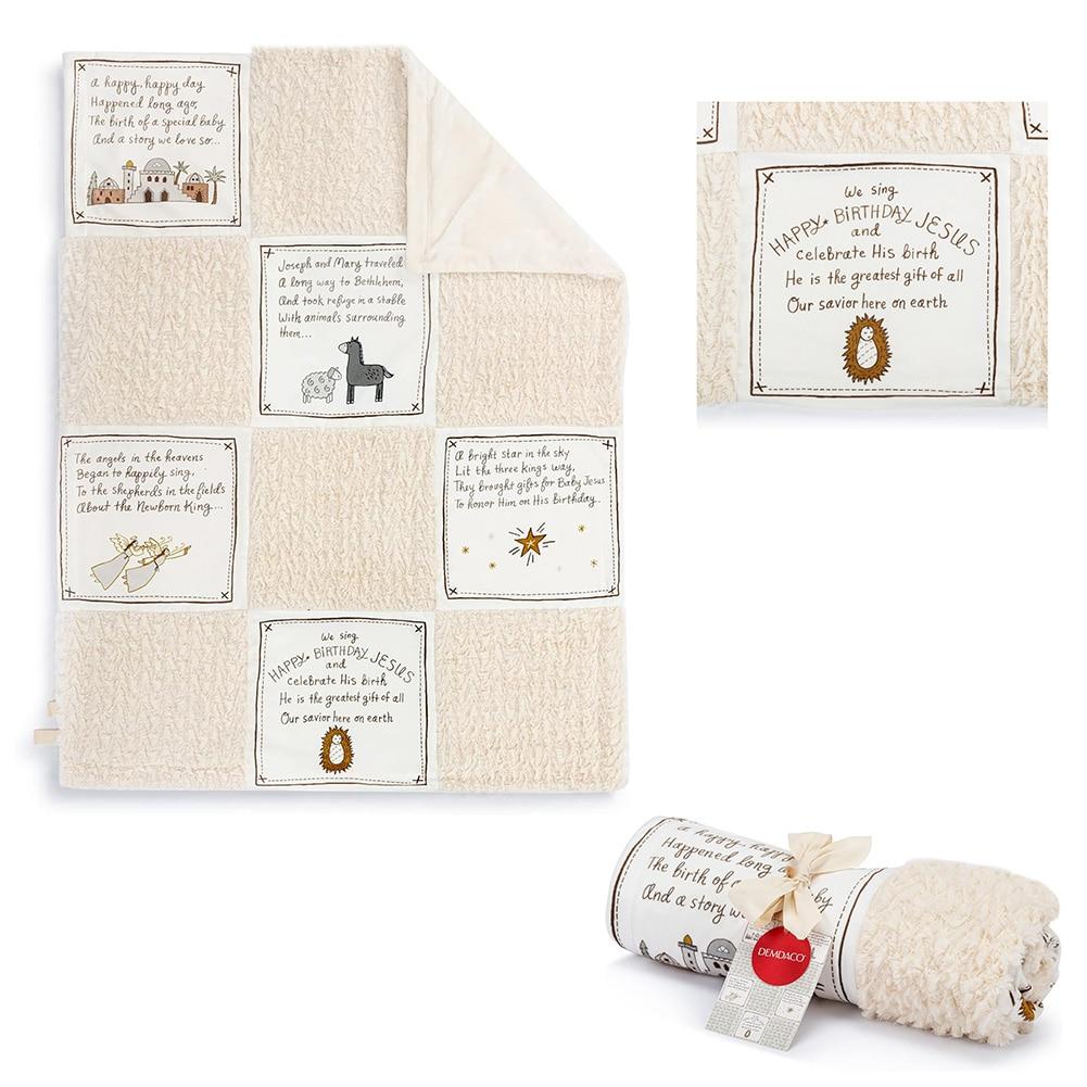 Demdaco Happy Birthday Jesus Patchwork Blanket, Polyester, 40"x30" NO ONLINE SALES image