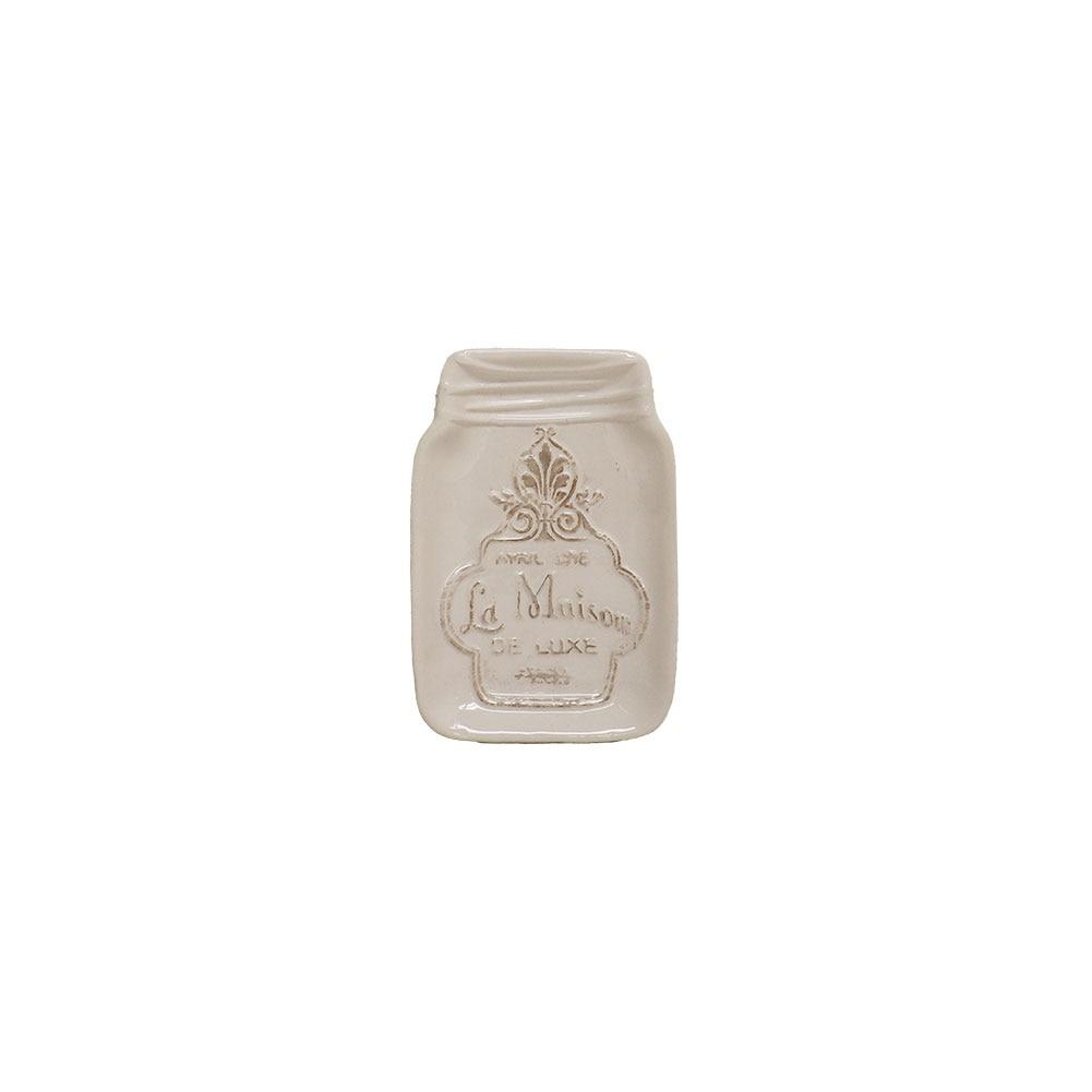American Atelier La Maison Ceramic Spoon Rest White Antique Look 6"x4"x1"H image