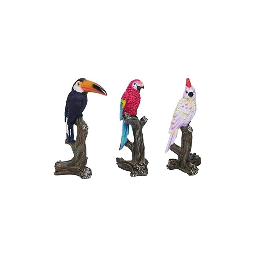 Transpac Resin Rainforest Bird Decor 3 Asst. 4.5"x3"x8"H image