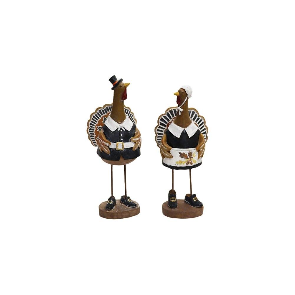 Transpac Resin Standing Turkey Figure 2 Asst. 4"x3"x12"H, . 4"x3"x11"H image