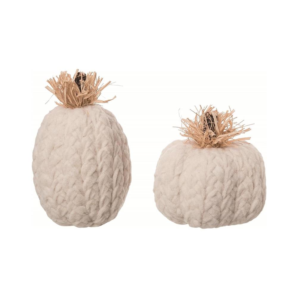 SET/2 Transpac Fabric Foam Cozy Pumpkins Decor, 7"Dx9"H, 4"Dx12.5"H image