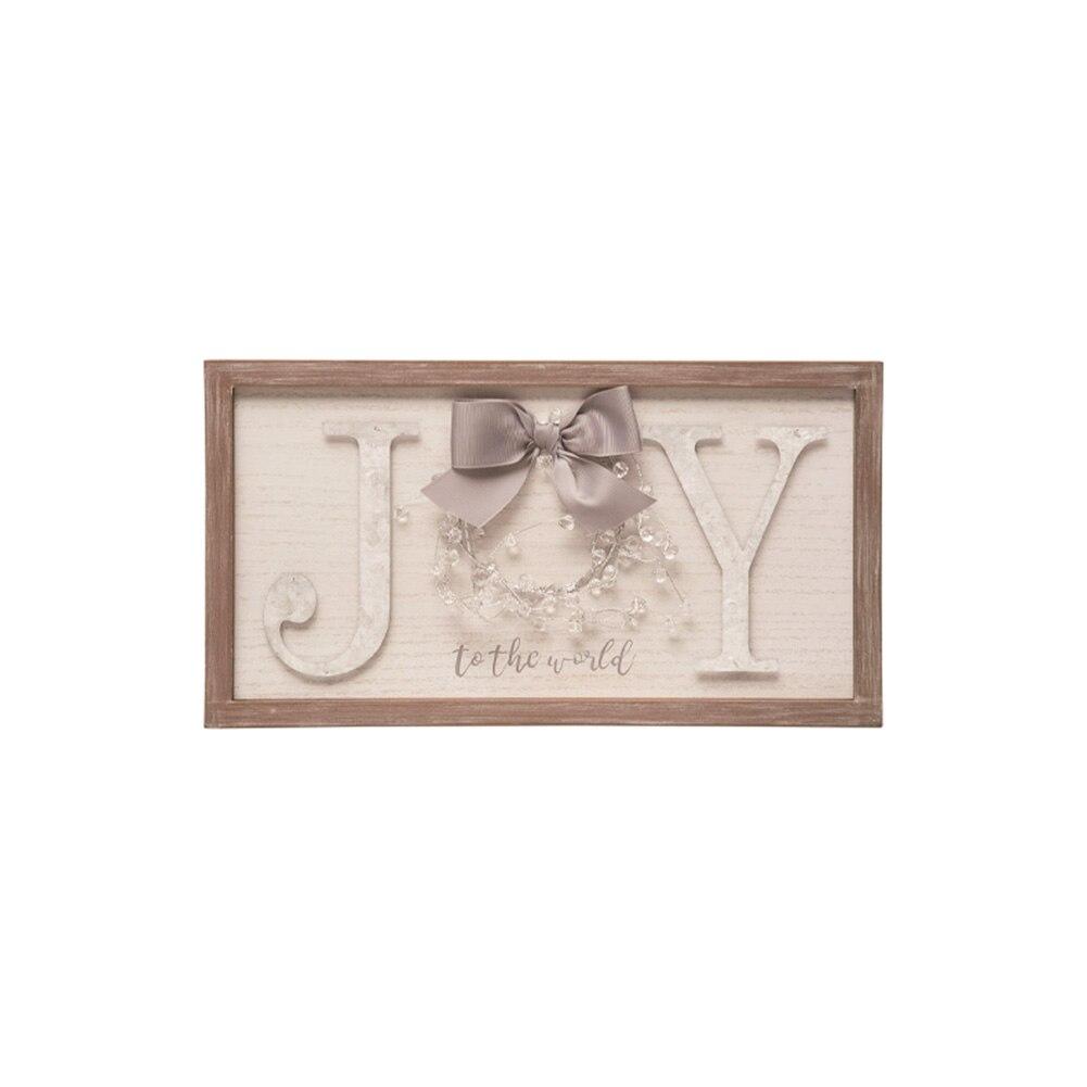 Transpac Joy Wreath Holiday Wall Decor With Bead Detail, MDF/Metal, 16"x1"x9"H image