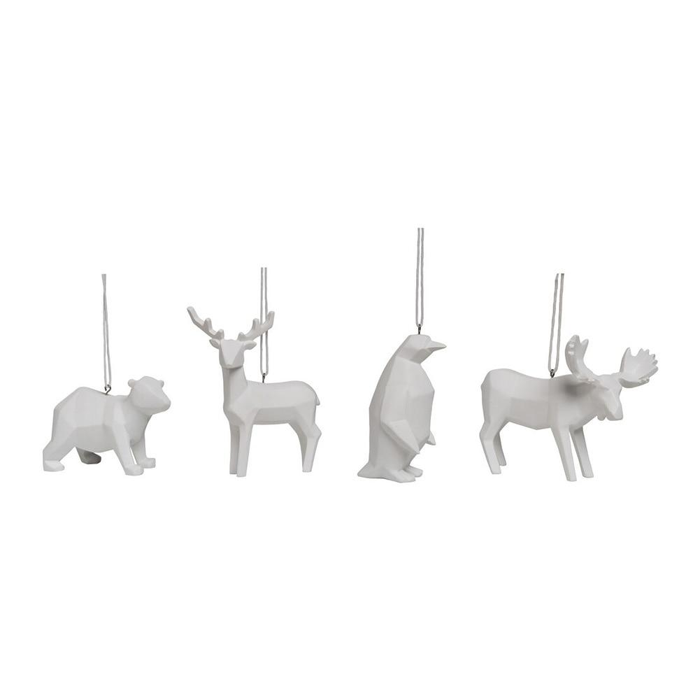 Transpac Geometric Animal Ornament Resin, Deer/Bear/Penguin/Moose 4 Asst. 3" H image