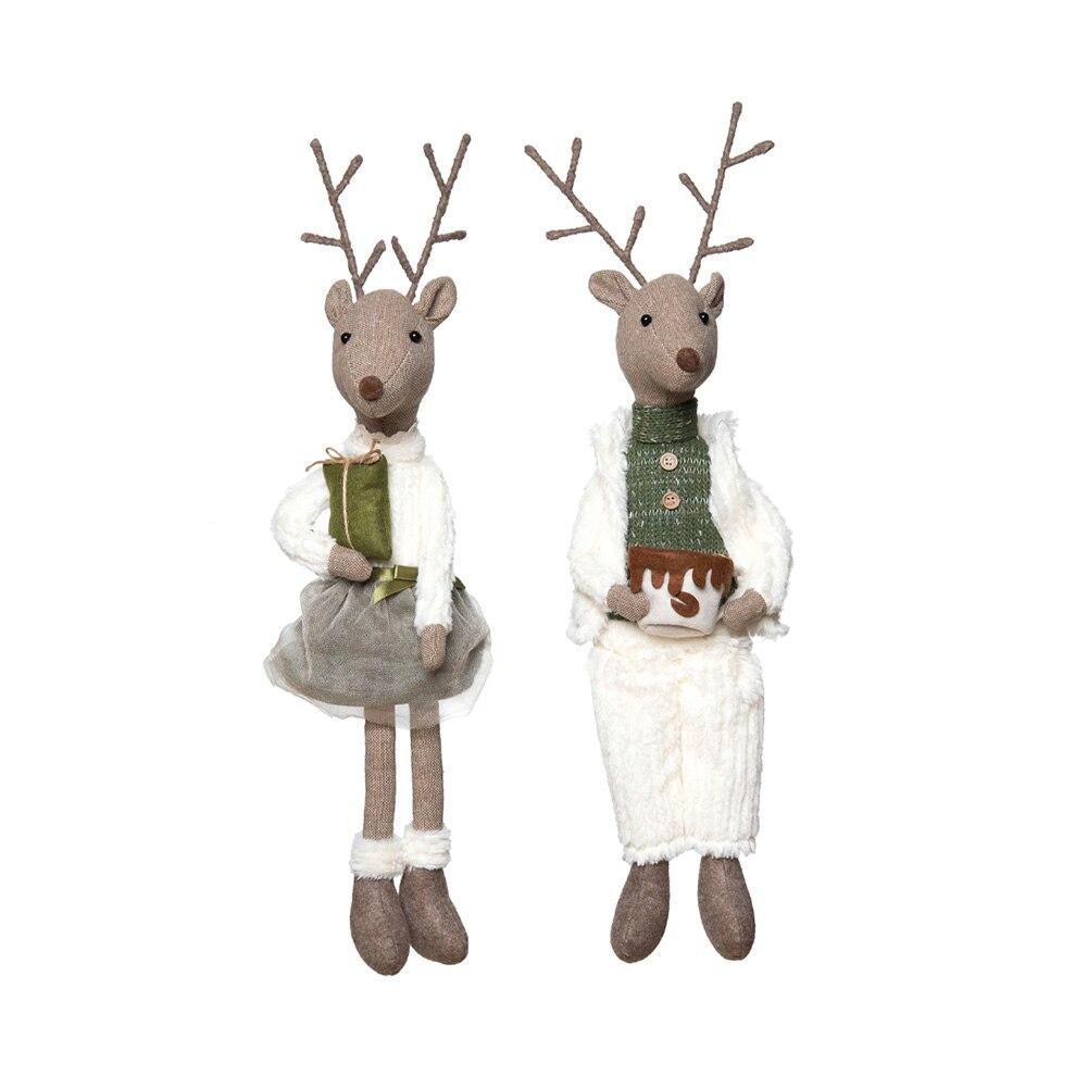 Transpac Plush Standing Sophisticated Reindeer 2 Asst. , Polyester, 5"x23"H image