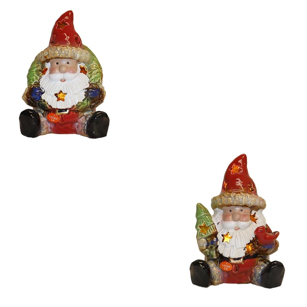 Transpac Ceramic Light Up Classic Santa 2 Asst Batteries Included 4"x3.25"x5.75"H image