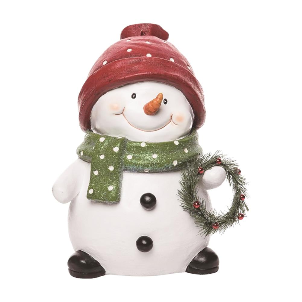 Transpac Resin Snowman & Wreath Decor, 7"x6"x14"H image