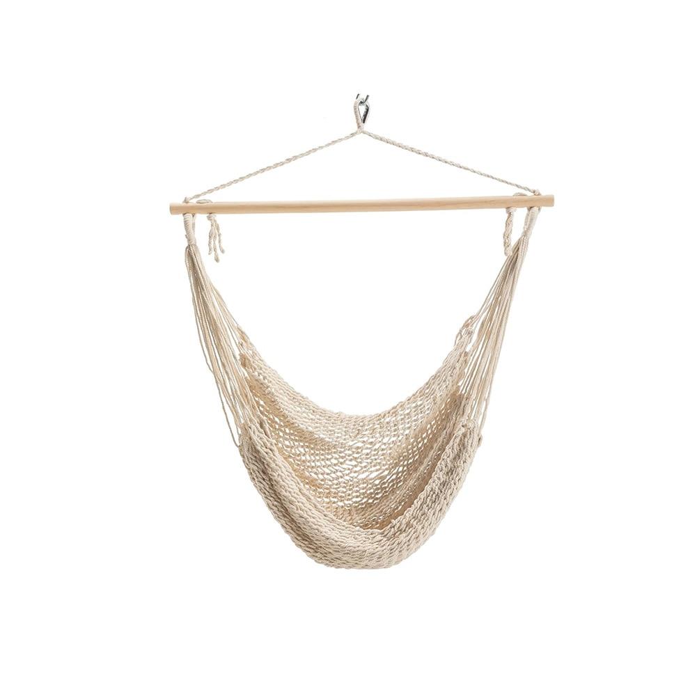 Castaway Living Oatmeal Polyester Rope Hammock Chair w/Wood Spreader Bar 40"x 50"H image
