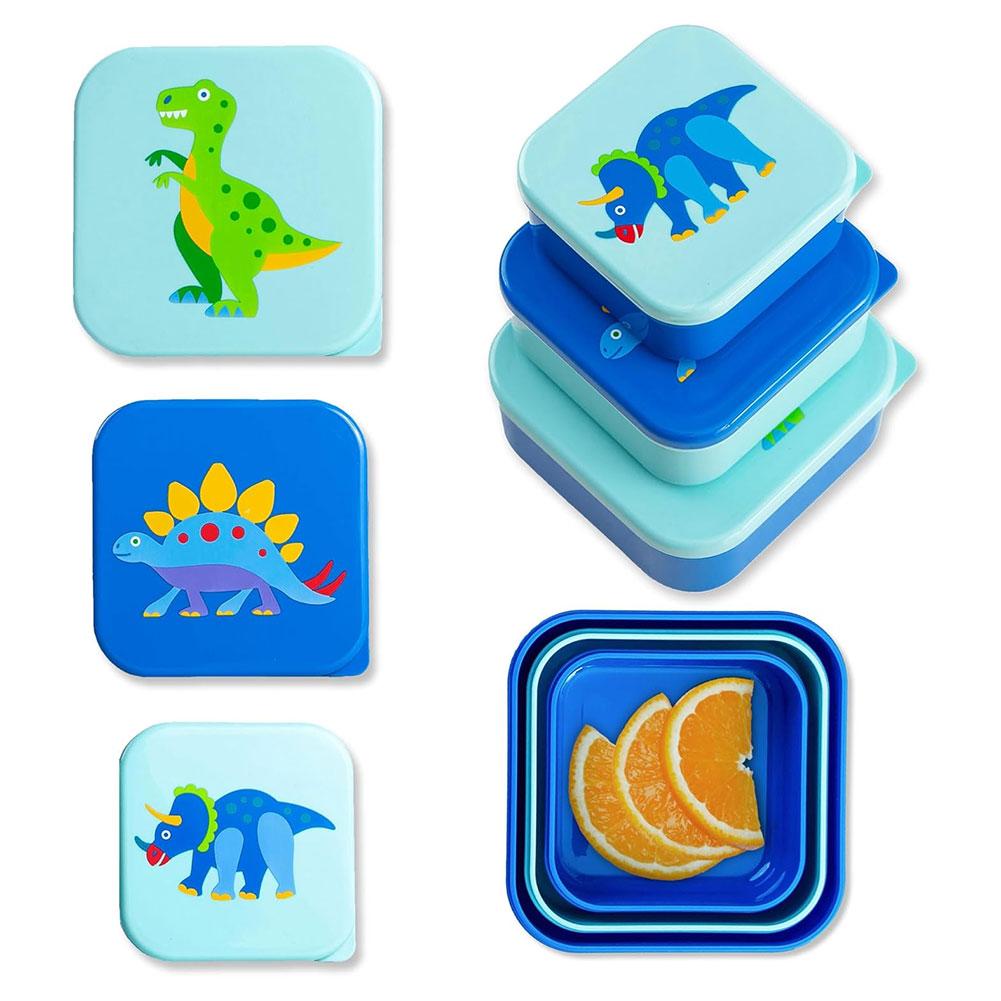Set/3 Wildkin Nesting Dinosaur Land Kids  Containers, Plastic, 5.25"x5.25"x2.25"H image