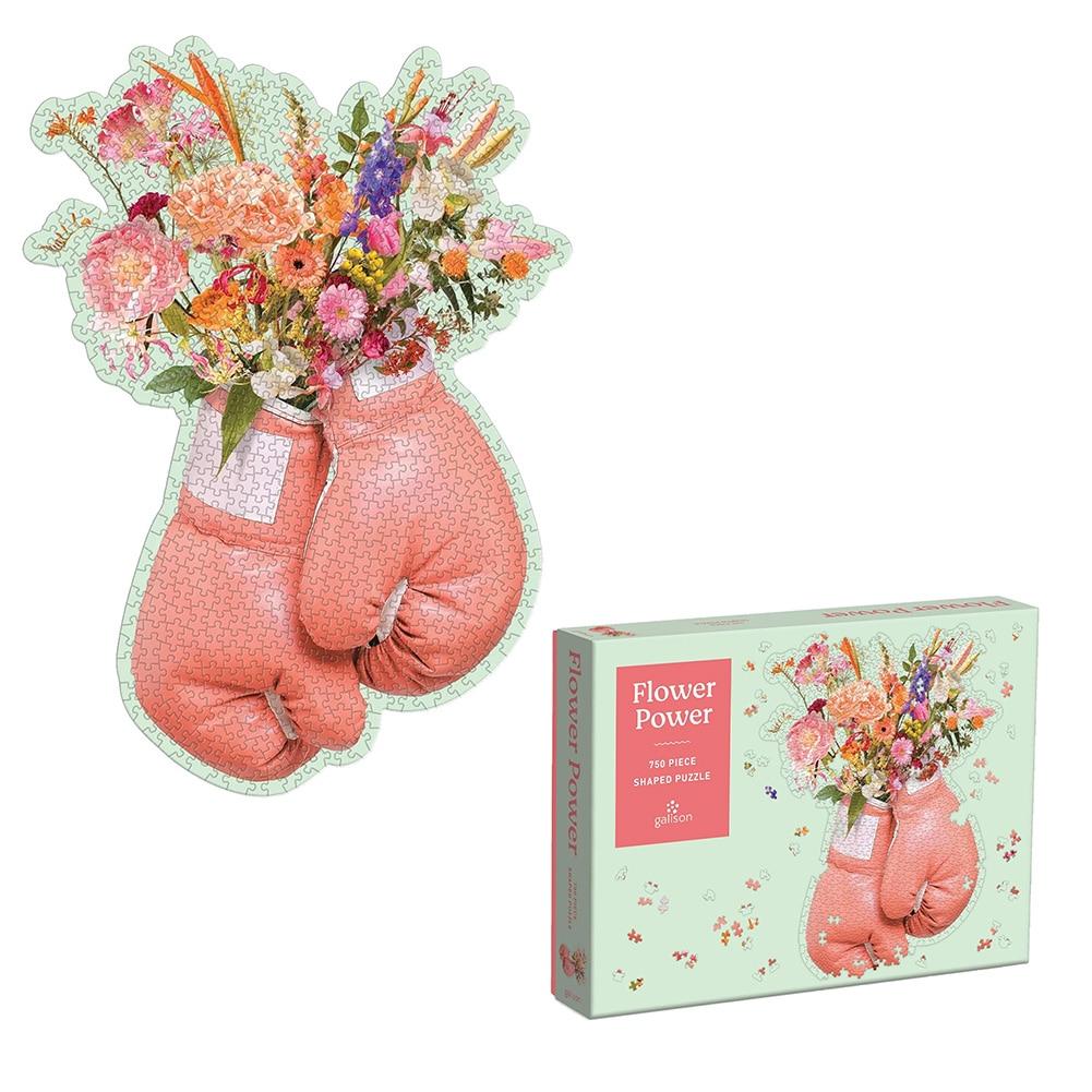 Galison Flower Power 750 Piece Shaped Jigsaw Puzzle, Paperboard, 20"x28"