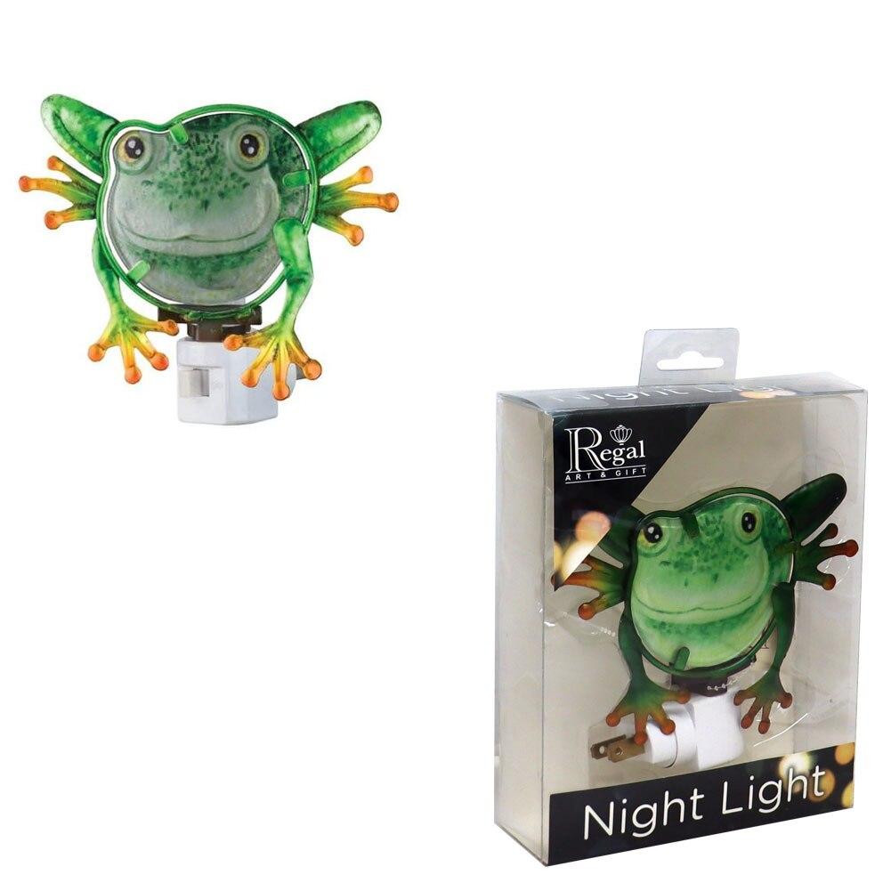 Regal Art Night Light Glass/Metal/Plastic On/Off Switch Plug In Frog 4.25x5.5"H image