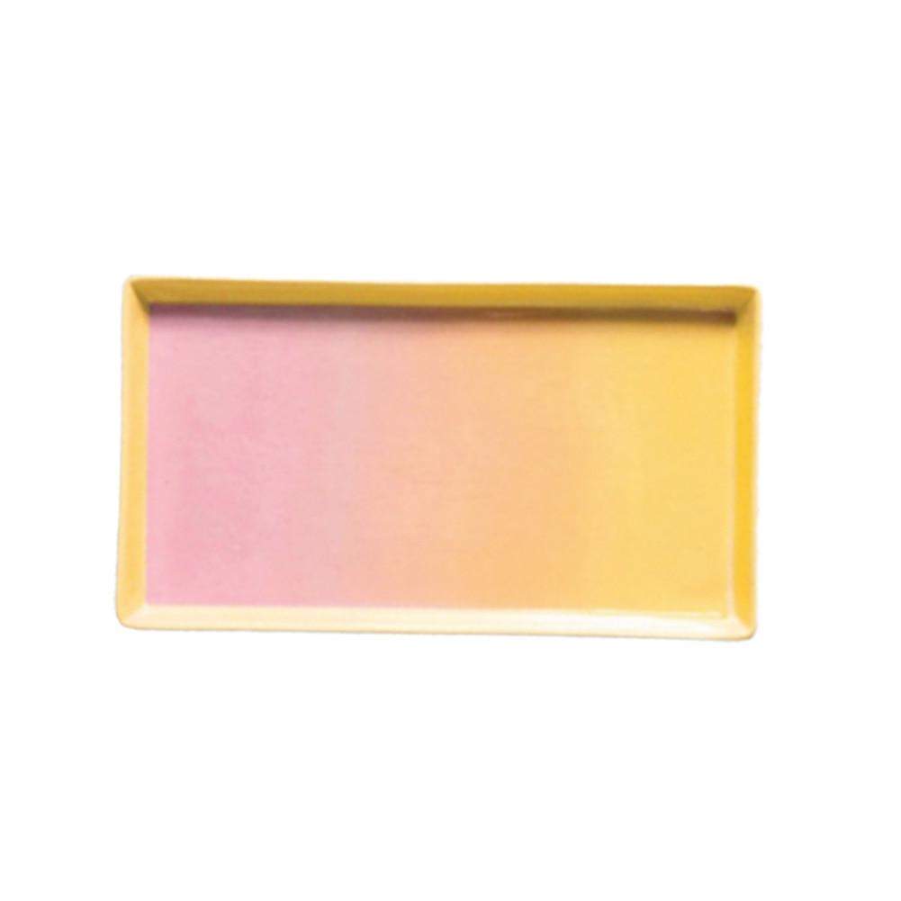 Kailo Chic Ceramic Rectangle Trinket Tray, Ombre, Orange 9.5"x5.5"x1.5"H image