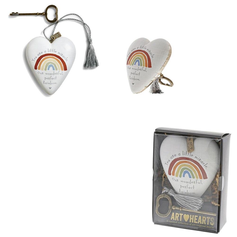 Demdaco Art Heart Ornament Miracle Perfect Rainbow, Hang/Stand 3.2x1.1x4"H NO ONLINE SALES image