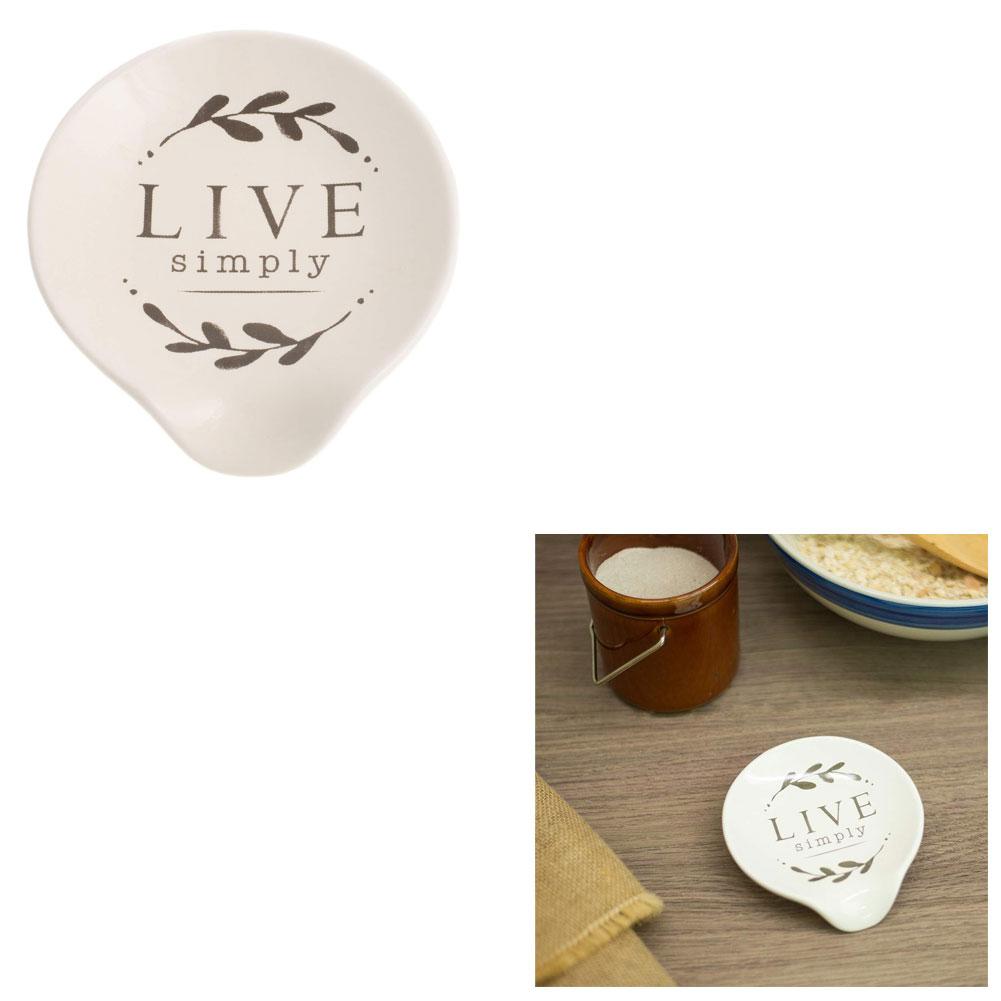 Demdaco Ceramic Kitchen Live Simply Spoon Rest, 4.5"x4" NO ONLINE SALES image