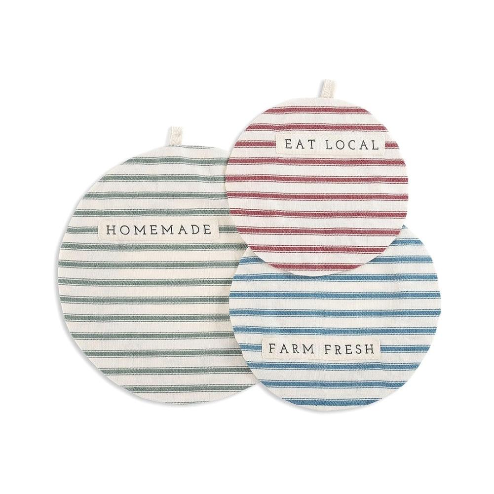 SET/3 Demdaco Dish Covers, 100% Cotton, 10.5"D, 8.5"D, 7.5"D NO ONLINE SALES image