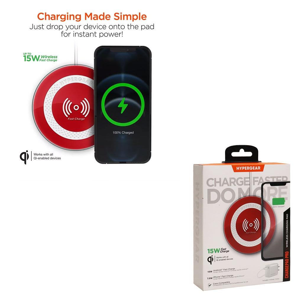 HyperGear Wireless Charging Pad 15W Wireless Fast Charger Red image