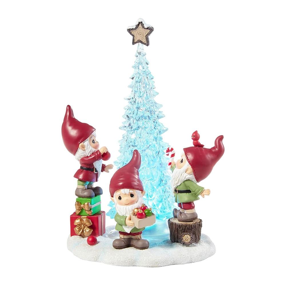 PM Gnomes Trimming The Tree LED Fig, Resin/Acrylic, 5.5"x5.3"x8.5"H NO INTERNET SALES image
