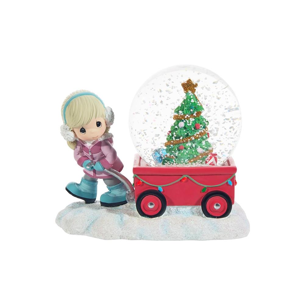PM Girl w/Christmas Wagon Musical Snow Globe Resin, 5.5"x3.5"x4.25"H NO INTERNET SALES image