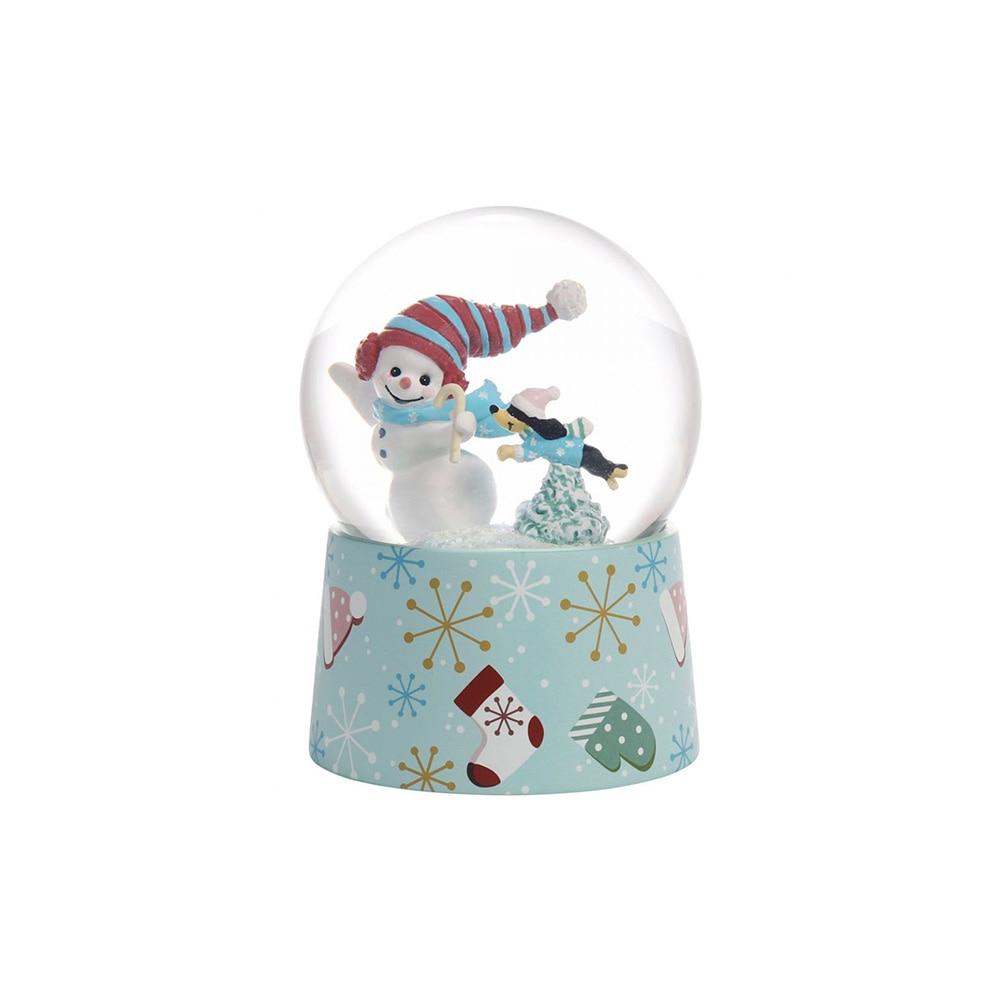 PM Resin/Glass Dachshund w/Snowman Musical Snow Globe Battery Not Incld NO INTERNET SALES image