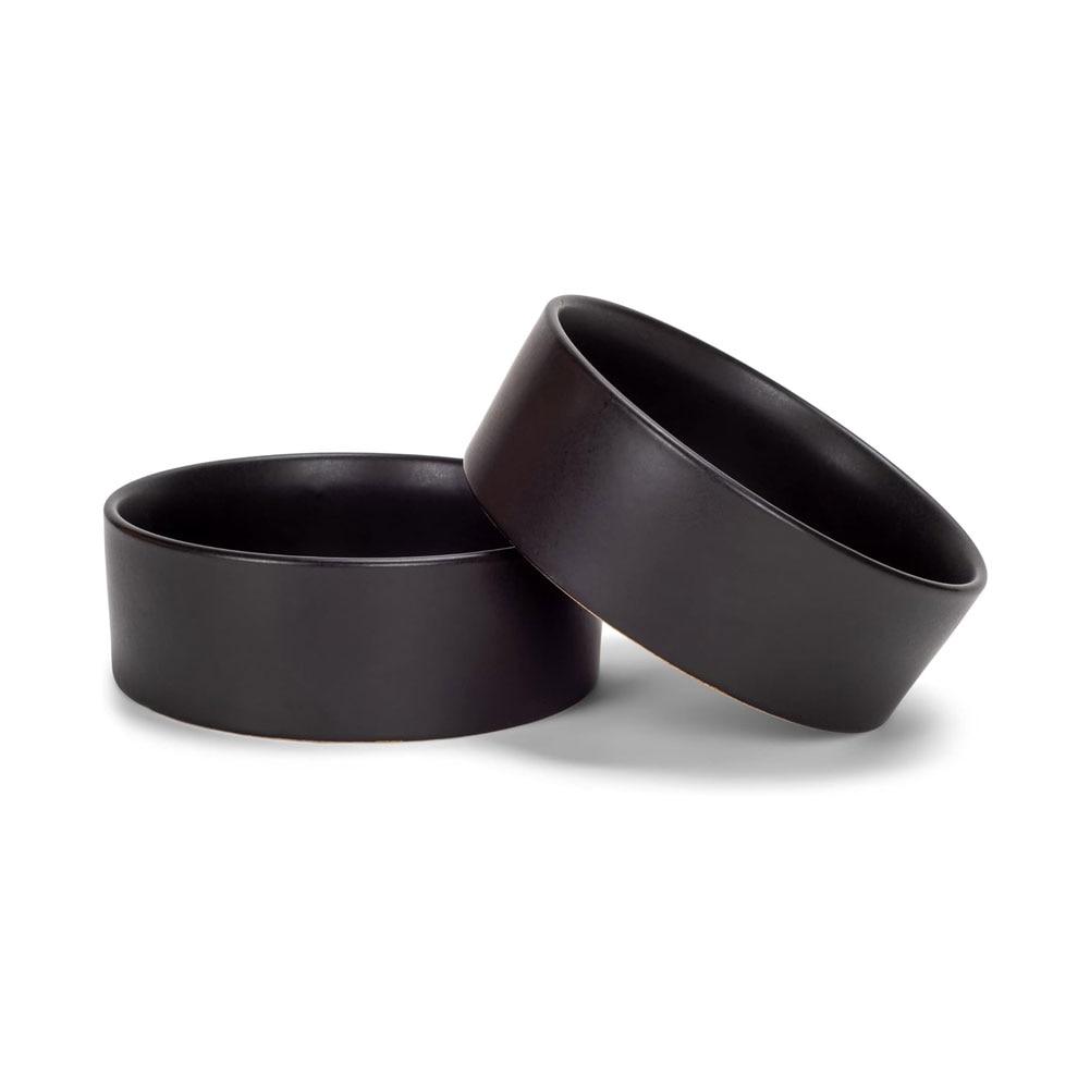 SET/2 Stoneware Large Pet Bowls, Black, 7.25"Dx2.8"H NO ONLINE SALES image