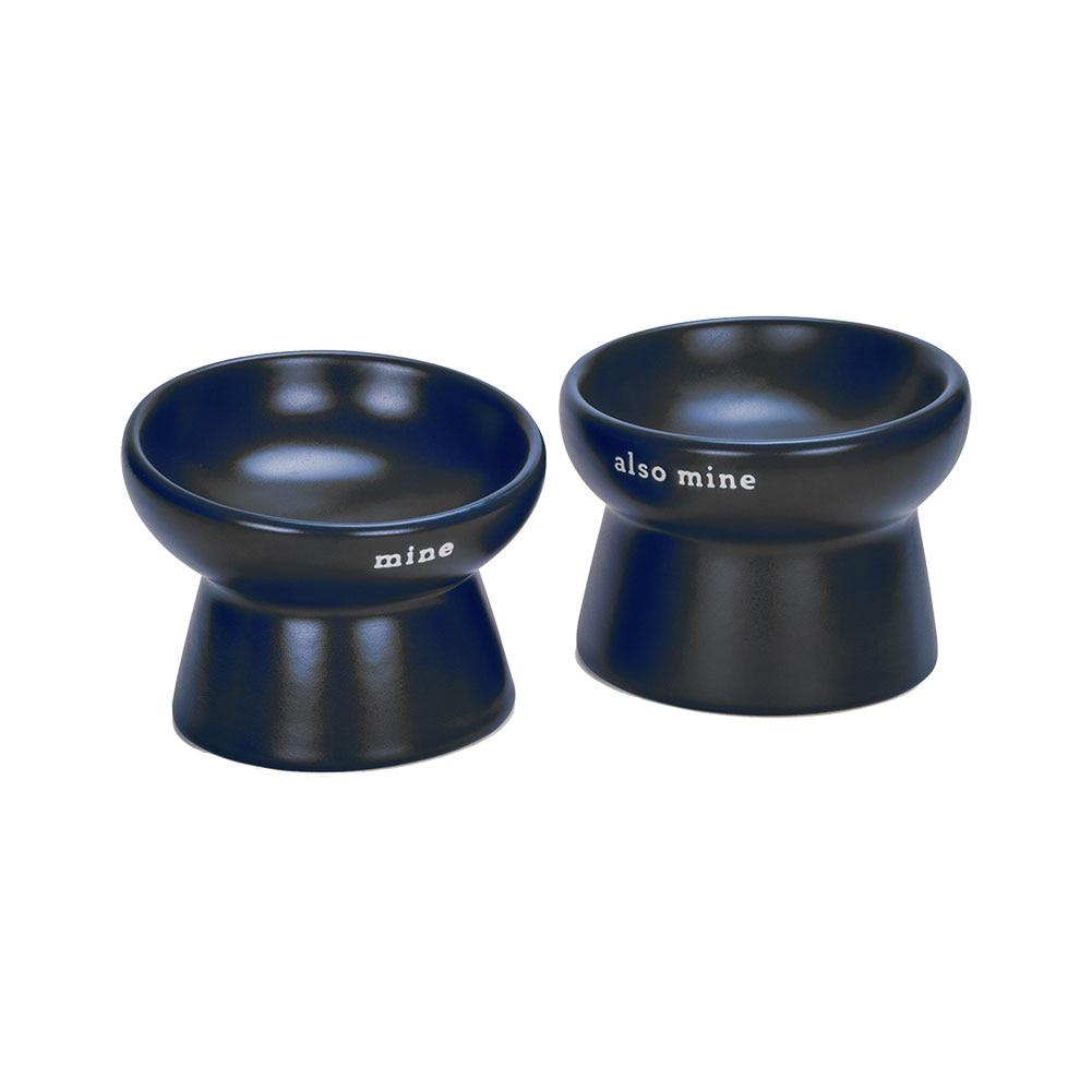 SET/2 Stoneware Raised Pet Food/Water Dishes, Mine, Also Mine 6"Dx4"-5"H NO ONLINE SALES image
