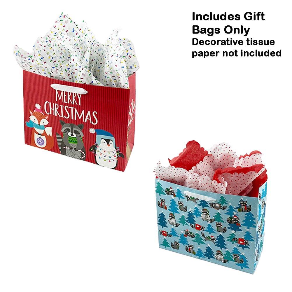 SET/2 Blueink Gift Bag , Raccoon Chistmas/Christmastime Critters, Paper, 13"x5"x10"H image