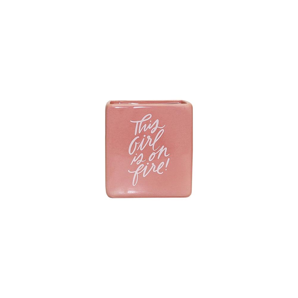 Tate+Zoey Bud Vase, Ceramic Medium Pink, 3.65"x2"x4.15"H image