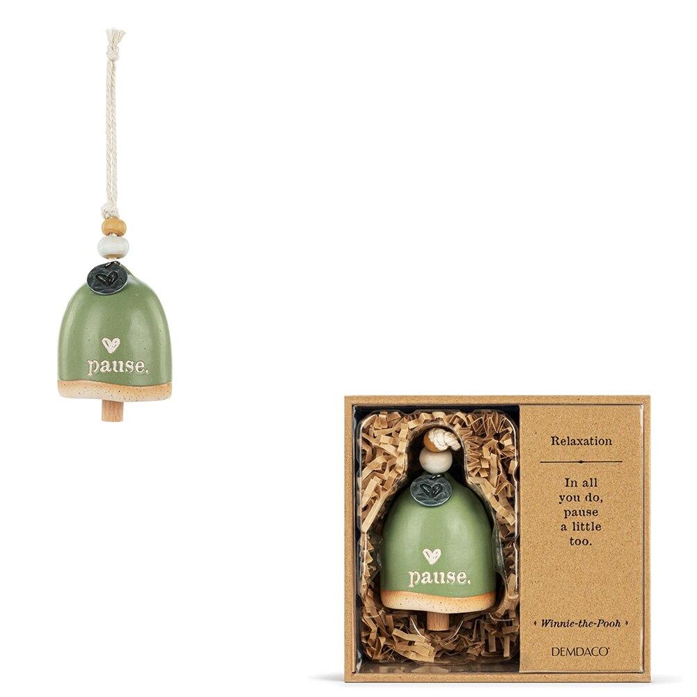 Demdaco Relaxation Pause Mini Bell, Stoneware, 2x2"H, Hanging Height 6.5" NO ONLINE SALES image