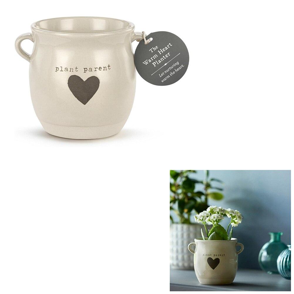 Demdaco Plant Parent Heart Stoneware Planter, 4"Dx4"H NO ONLINE SALES image
