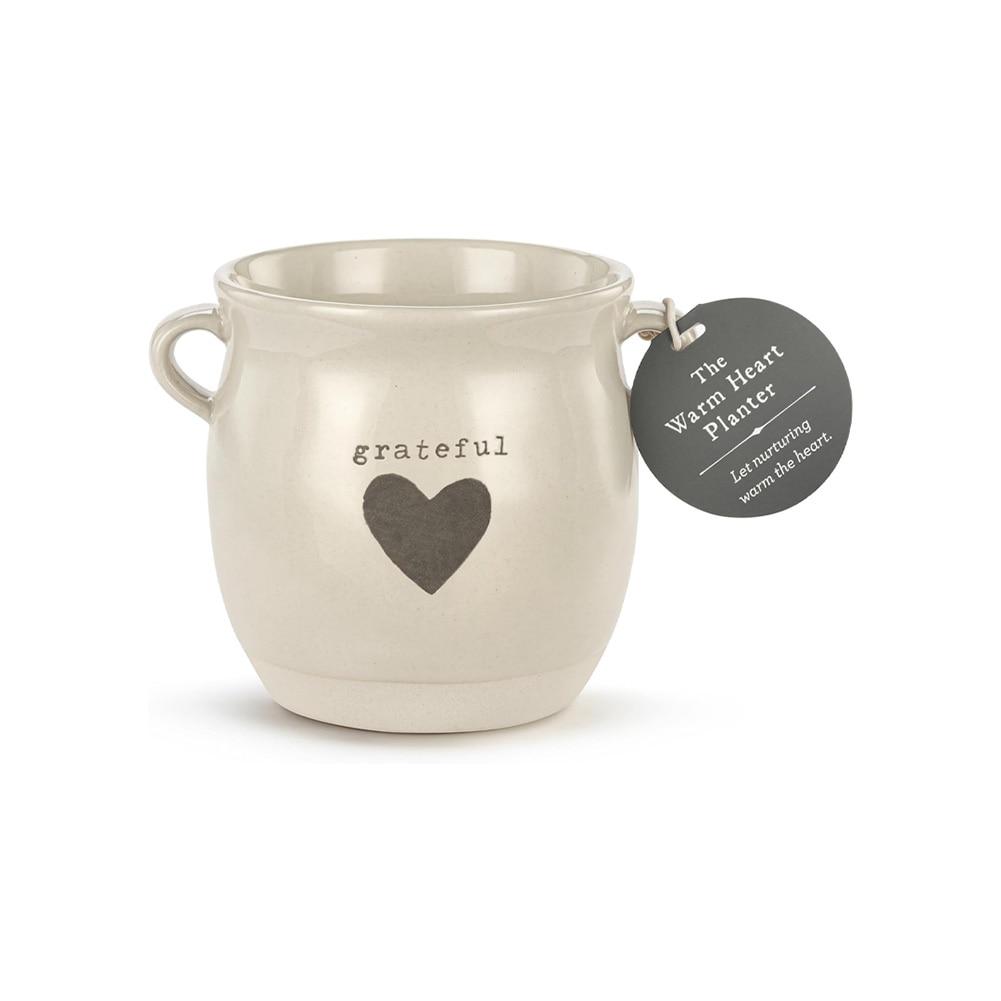 Demdaco Grateful Heart Stoneware Planter, 4"Dx4"H NO ONLINE SALES image