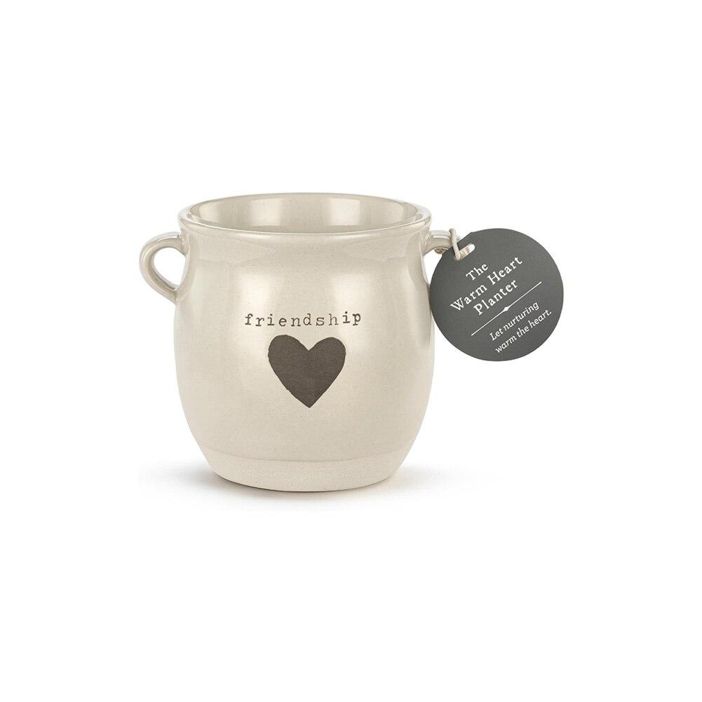Demdaco Friendship Heart Stoneware Planter, 4"Dx4"H NO ONLINE SALES image