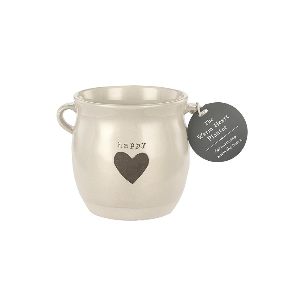 Demdaco Happy Heart Stoneware Planter, 4"Dx4"H NO ONLINE SALES image