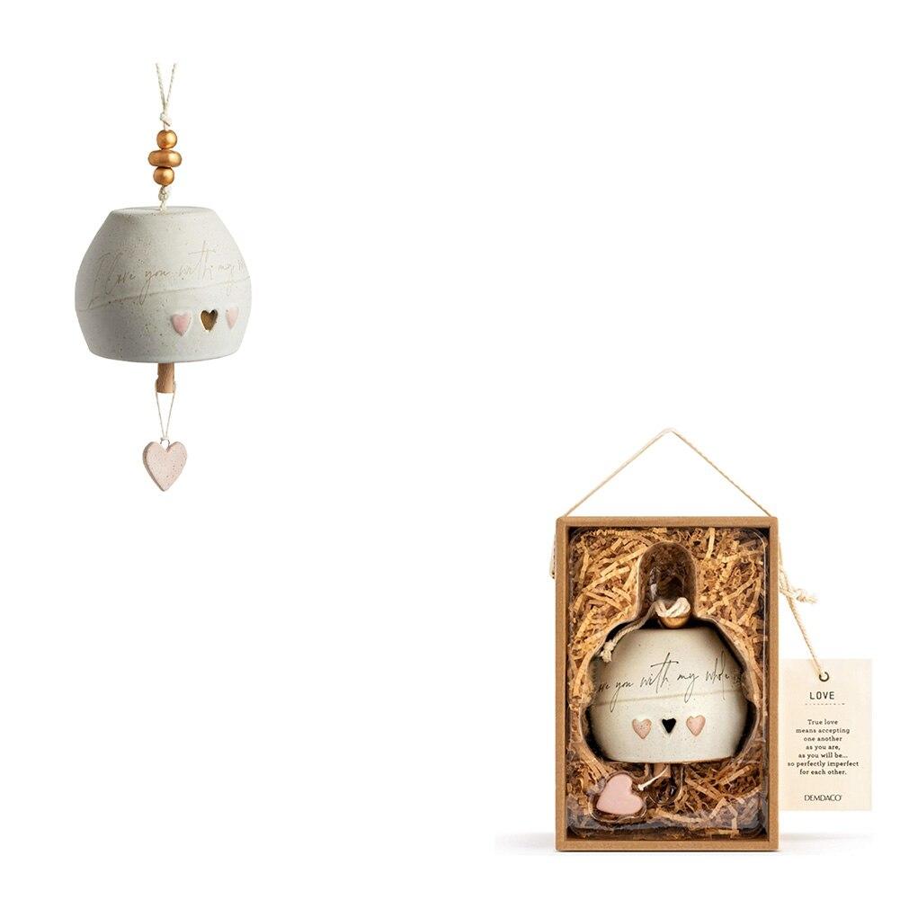 Demdaco Love Inspired Bell, Stoneware, 4"Dx 7"H, Hanging Height 13" NO ONLINE SALES image