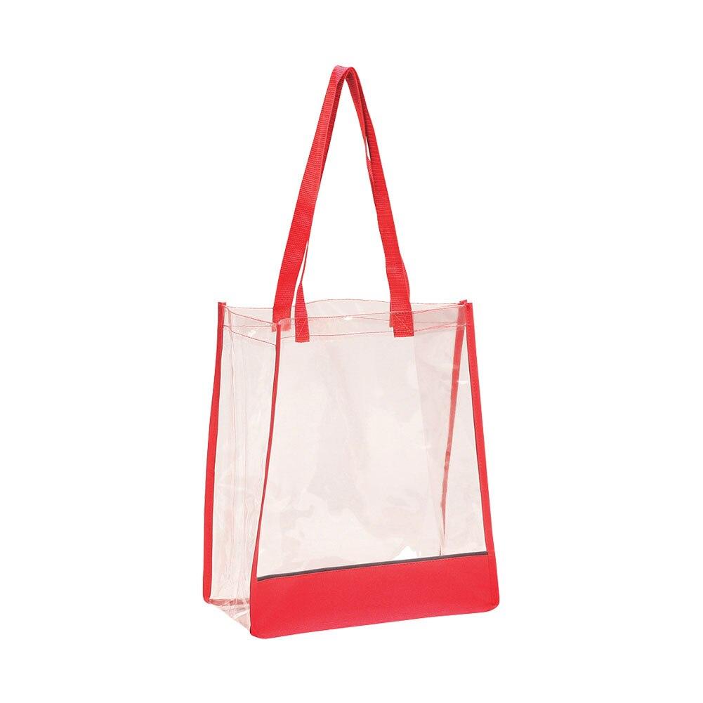Clear PVC Tote Bag, Red, 13"x5.5"x14.5"H