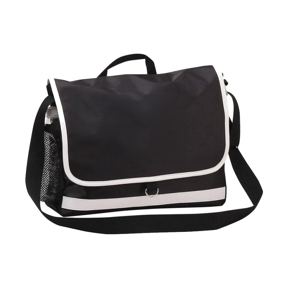 Retro Messenger Bag Black w/White Trim, 420D Jacquard w/Vinyl 15"x5"x12"H PP$ 24.95 image