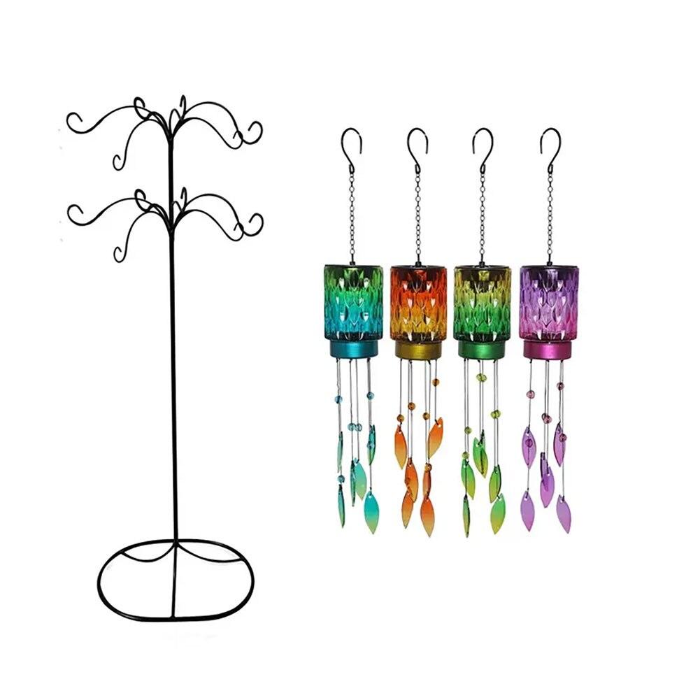 Alpine Solar Beveled Glass Wind Chime, Asst, Metal Display 3"Dx5"H, 23"H NO ONLINE SALES image