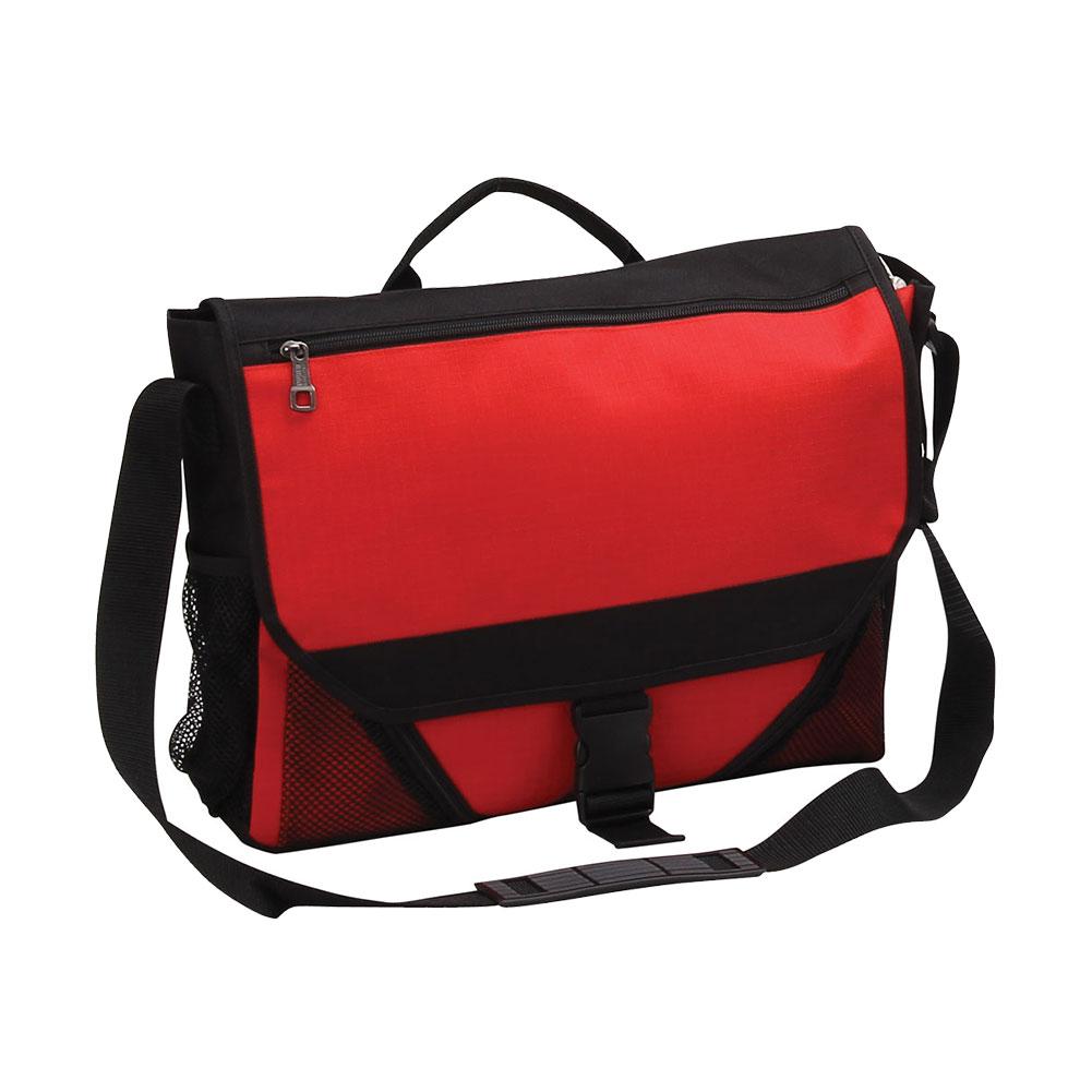 Messenger Bag, Blend Of 600D & Ripstop Polyester, Red, 16"x4.5"x12"H image