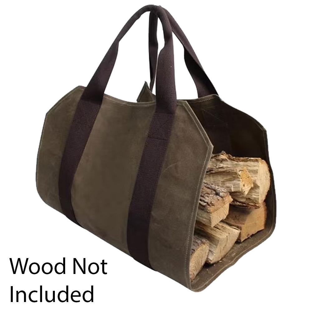 Ford Wax Canvas Firewood Carrier, Brown, 19"x17.5"H image