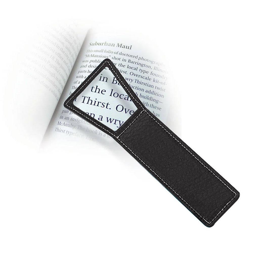 Magnifying Bookmark, Leather, Contrast Saddle Stitch, Black, 1.15"x7" image