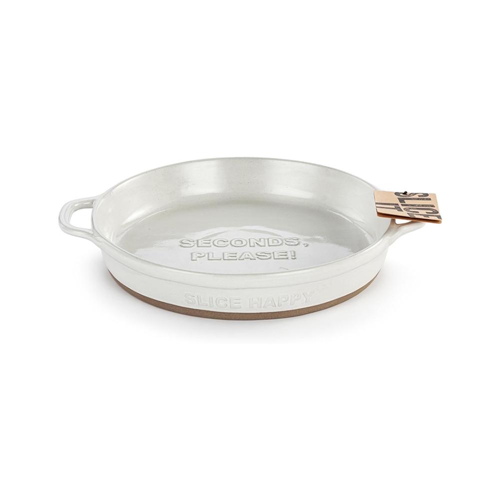 Demdaco White Gather Round Pie Dish, Stoneware, 10"D NO ONLINE SALES image