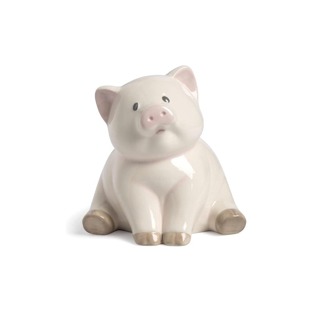 Demdaco Barn Good Fun Piggy Bank White, Stoneware, 6"x6"x6"H NO ONLINE SALES image