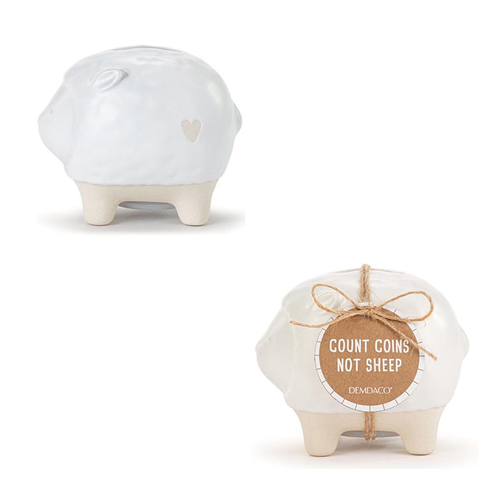 Demdaco Count Coins Not Sheep Lamb Bank, Stoneware, 3"x3.5"H NO ONLINE SALES image