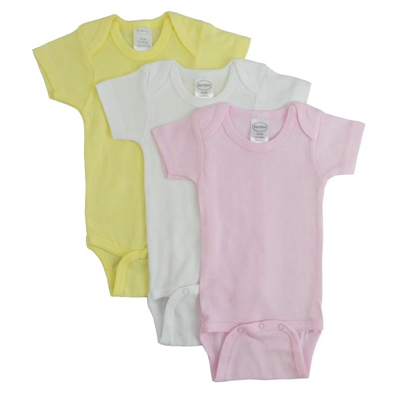 Girl's Rib Knit Pastel Short Sleeve Onezie 3-Pack image