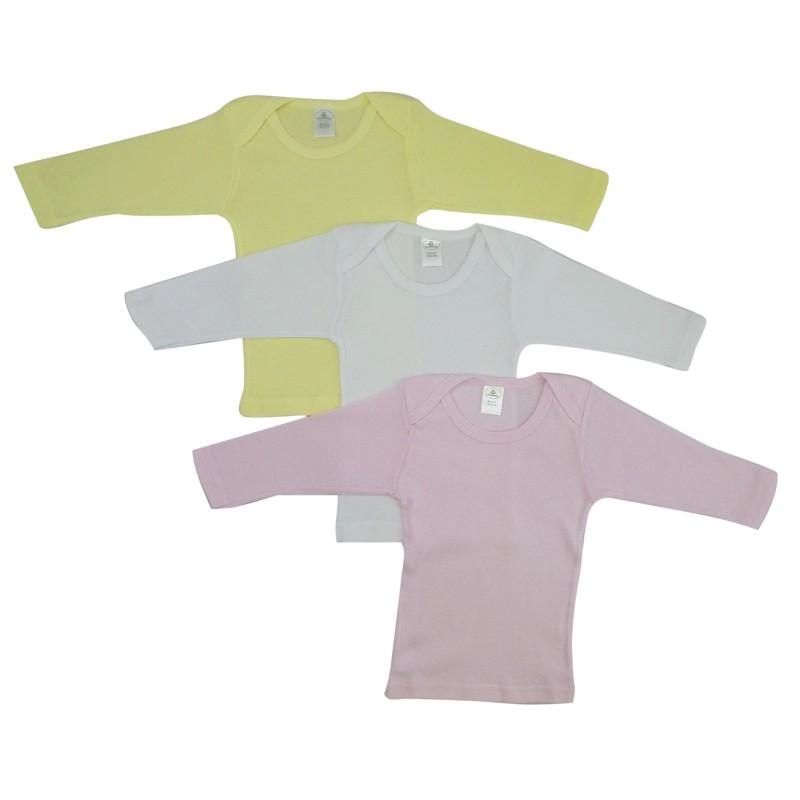Girl's Rib Knit Pastel Long Sleeve T-Shirt 3-Pack image